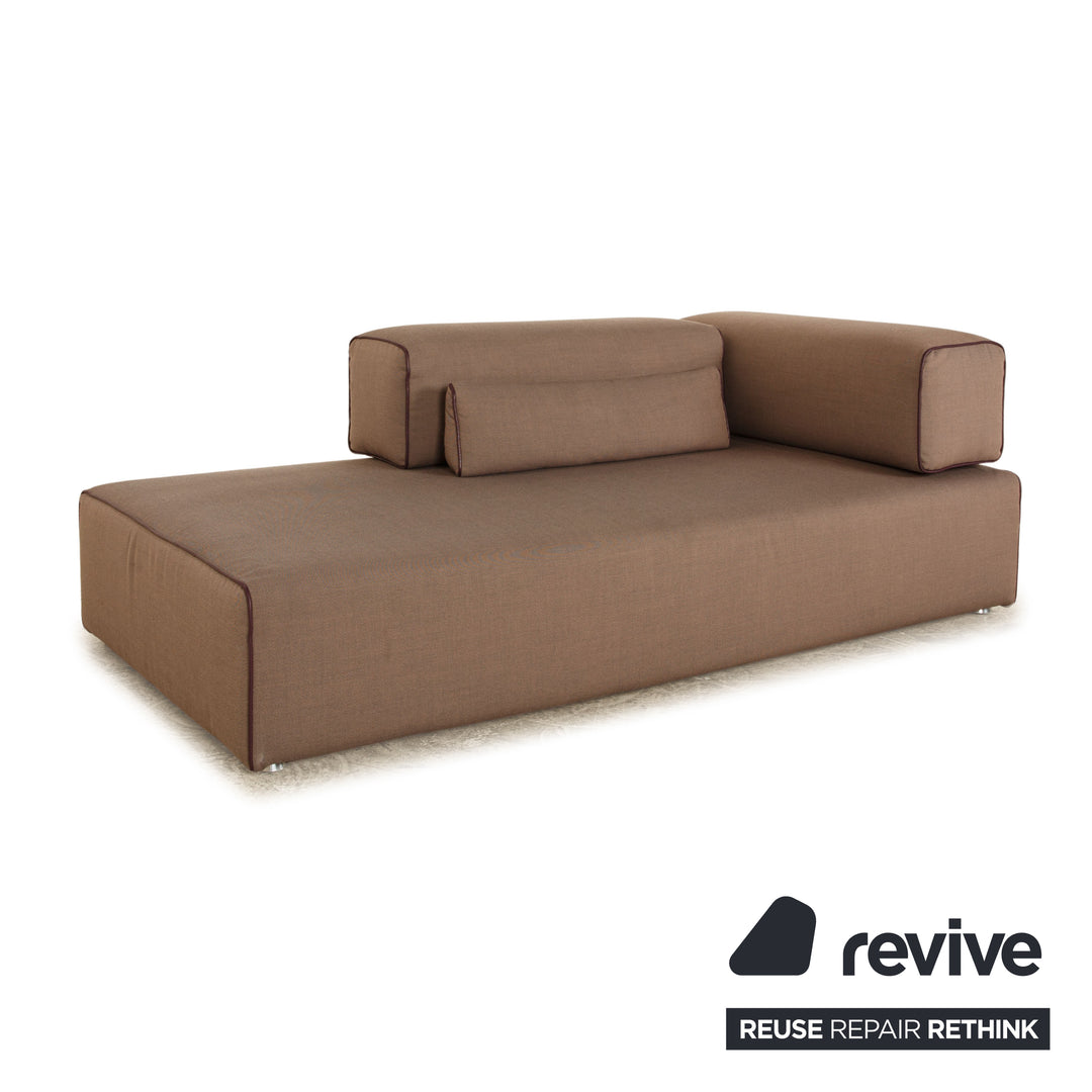 Leolux Ponton Stoff Dreisitzer Taupe Braun manuelle Funktion Sofa Couch