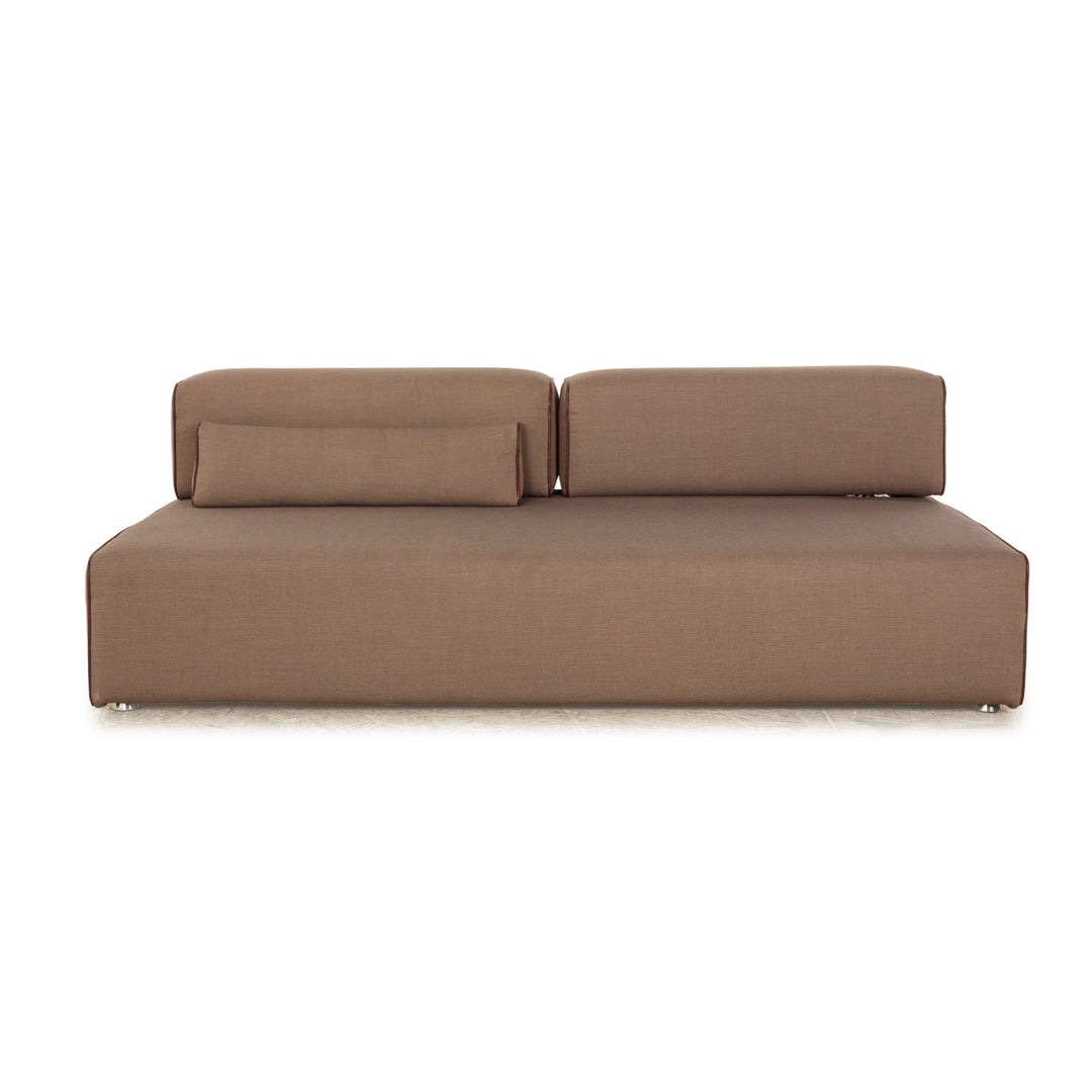 Leolux Ponton Stoff Dreisitzer Taupe Braun manuelle Funktion Sofa Couch