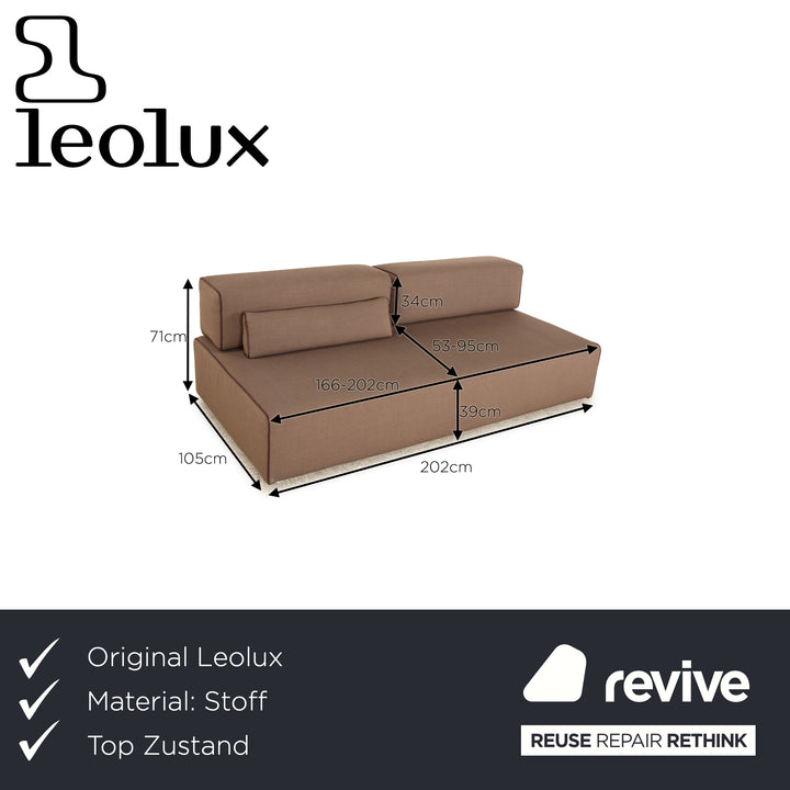 Leolux Ponton Stoff Dreisitzer Taupe Braun manuelle Funktion Sofa Couch
