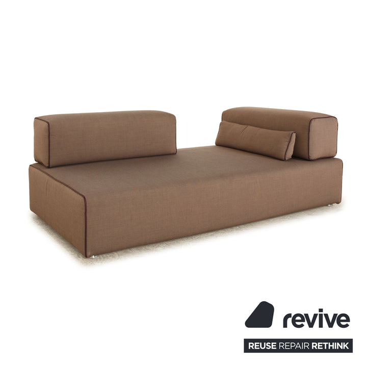 Leolux Ponton Stoff Dreisitzer Taupe Braun manuelle Funktion Sofa Couch