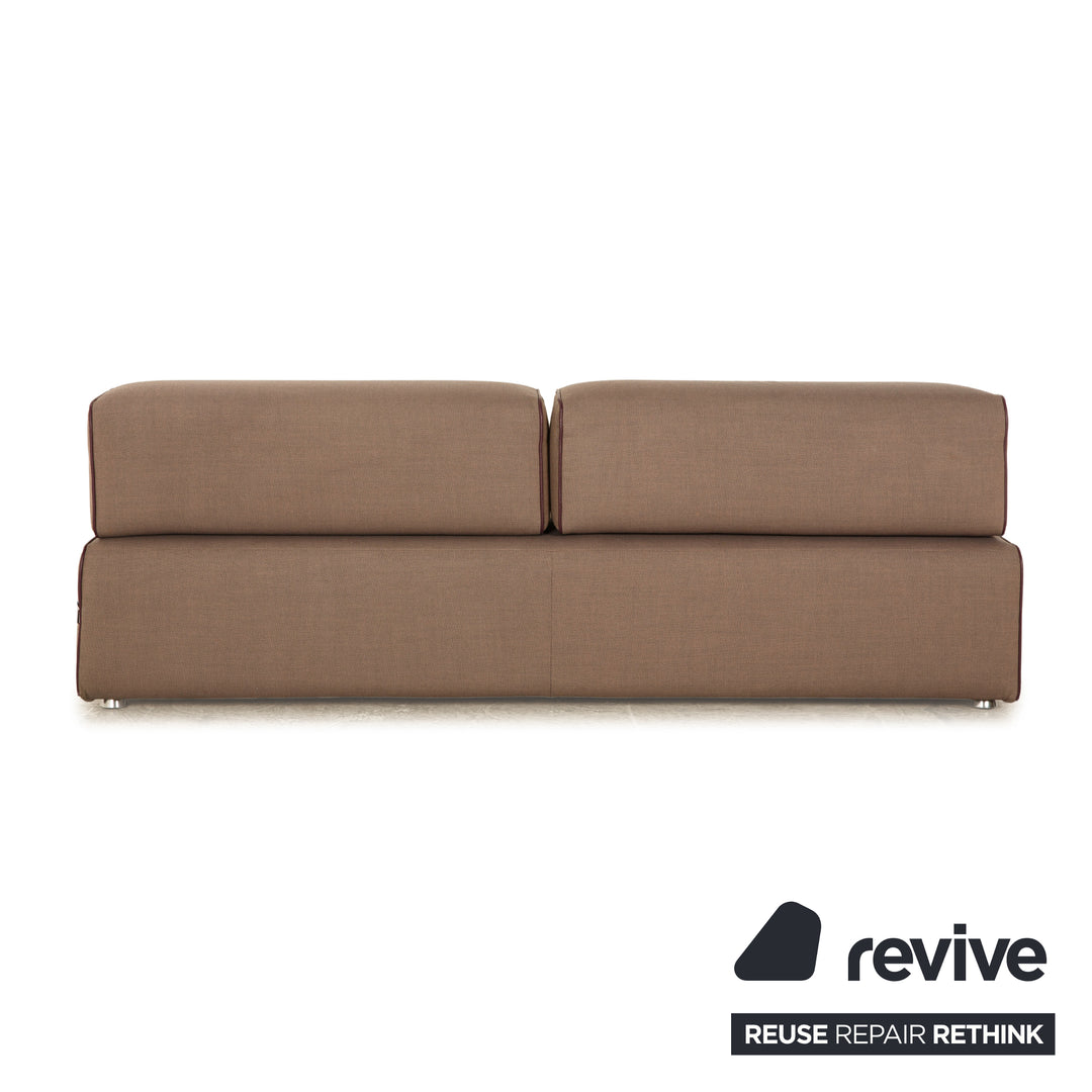 Leolux Ponton Stoff Dreisitzer Taupe Braun manuelle Funktion Sofa Couch