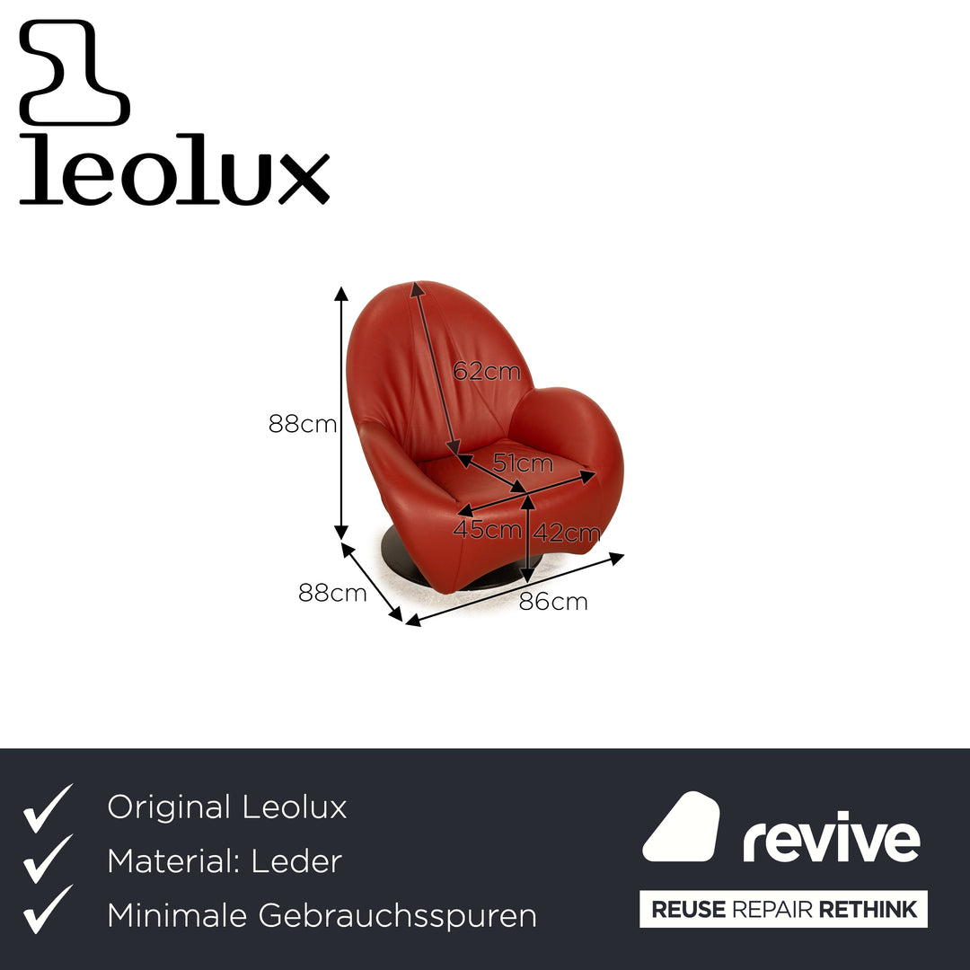 Leolux Posado Leder Sessel Rot manuelle Drehfunktion