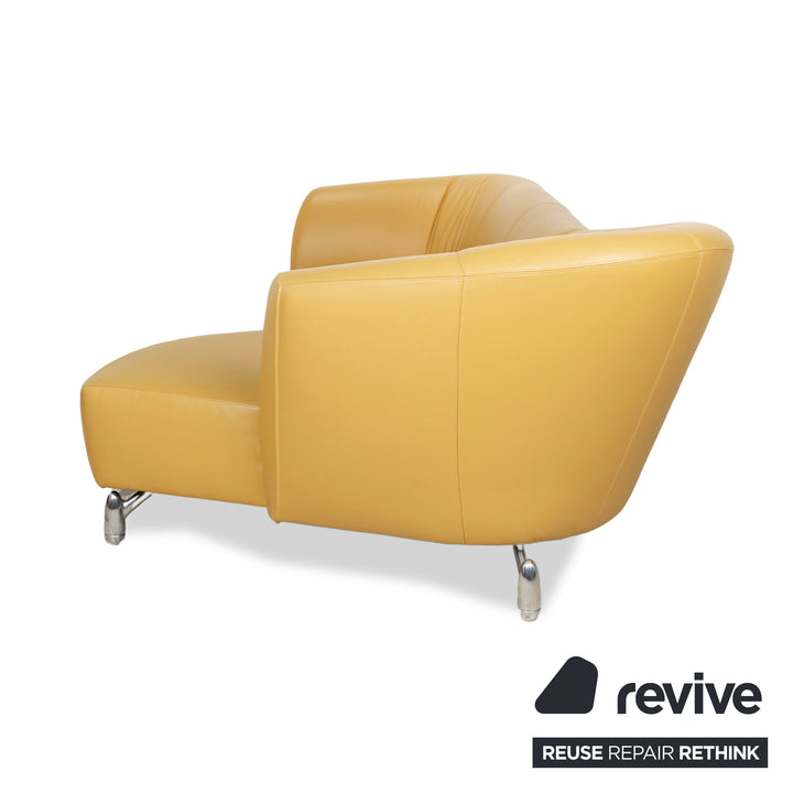 Leolux Pupilla Leather Corner Sofa Yellow Sofa Couch Round Metal Feet