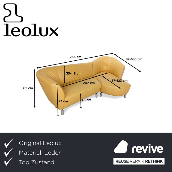 Leolux Pupilla Leather Corner Sofa Yellow Sofa Couch Round Metal Feet