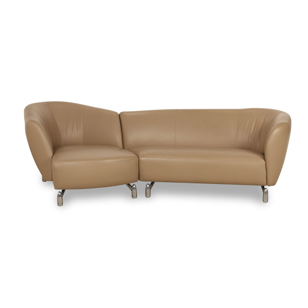 Leolux Pupilla Leather Corner Sofa Brown Beige Sofa Couch