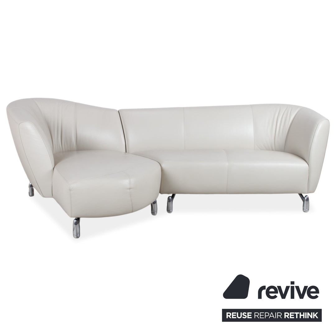 Leolux Pupilla Leder Ecksofa Creme Sofa Couch