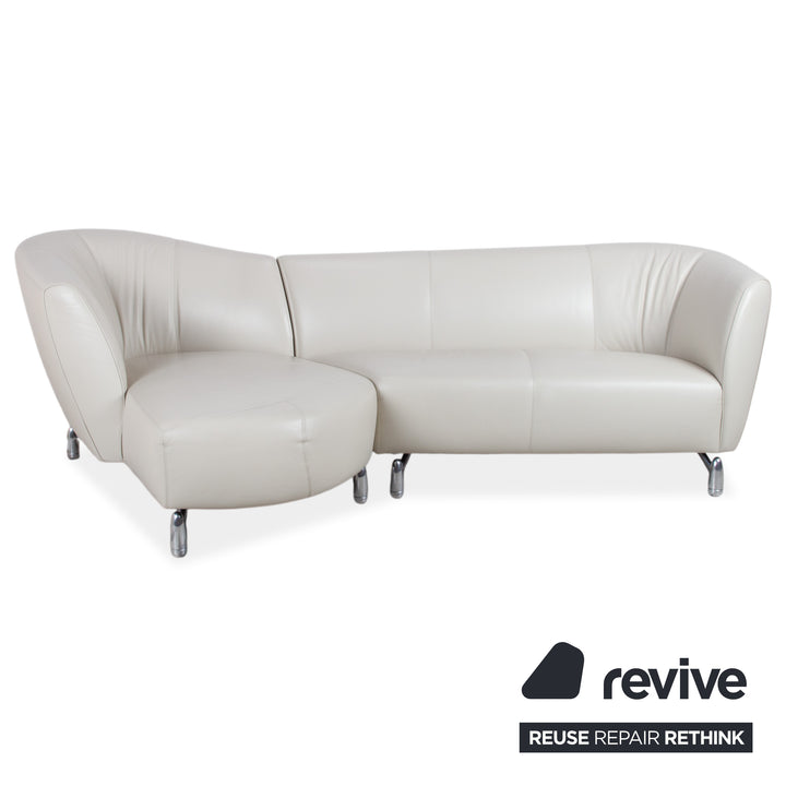 Leolux Pupilla Leder Ecksofa Creme Sofa Couch