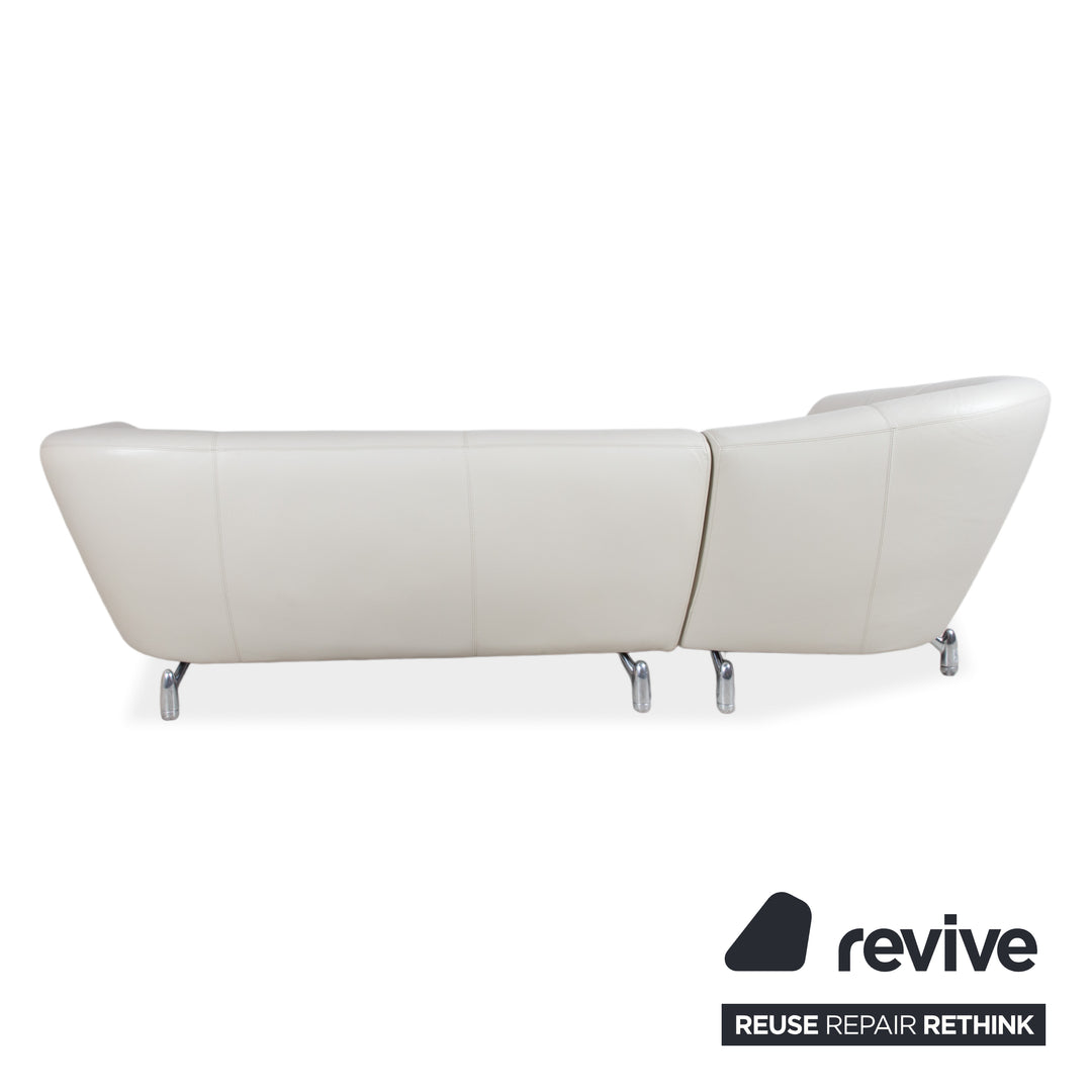 Leolux Pupilla Leder Ecksofa Creme Sofa Couch