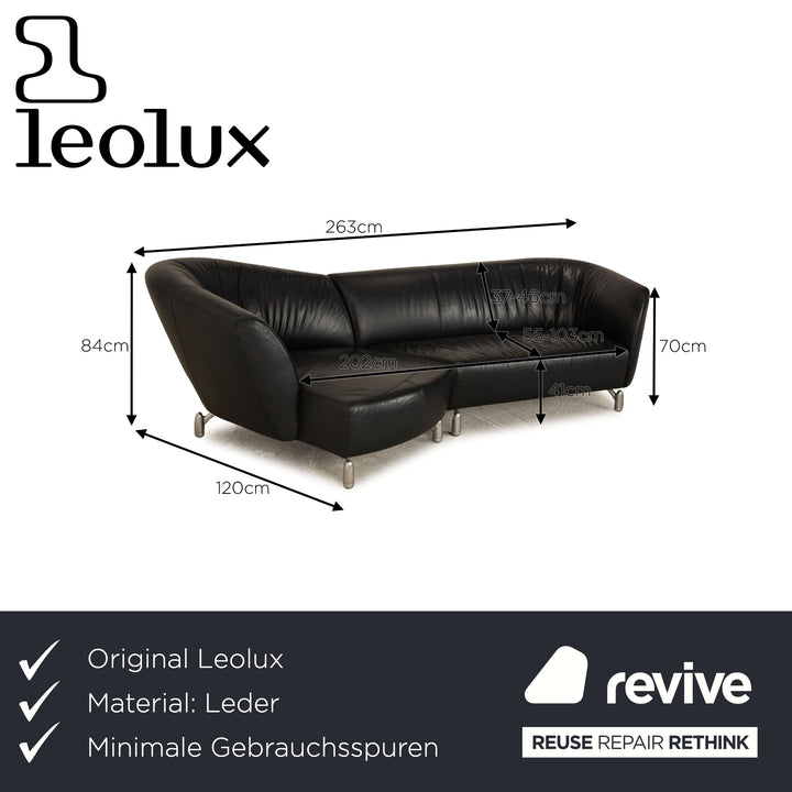 Leolux Pupilla Leder Ecksofa Dunkelblau Sofa Couch