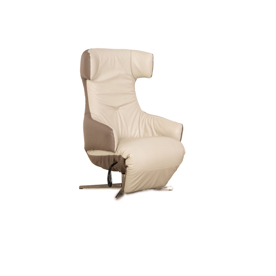Leolux Saola leather armchair cream beige gray electric relax function