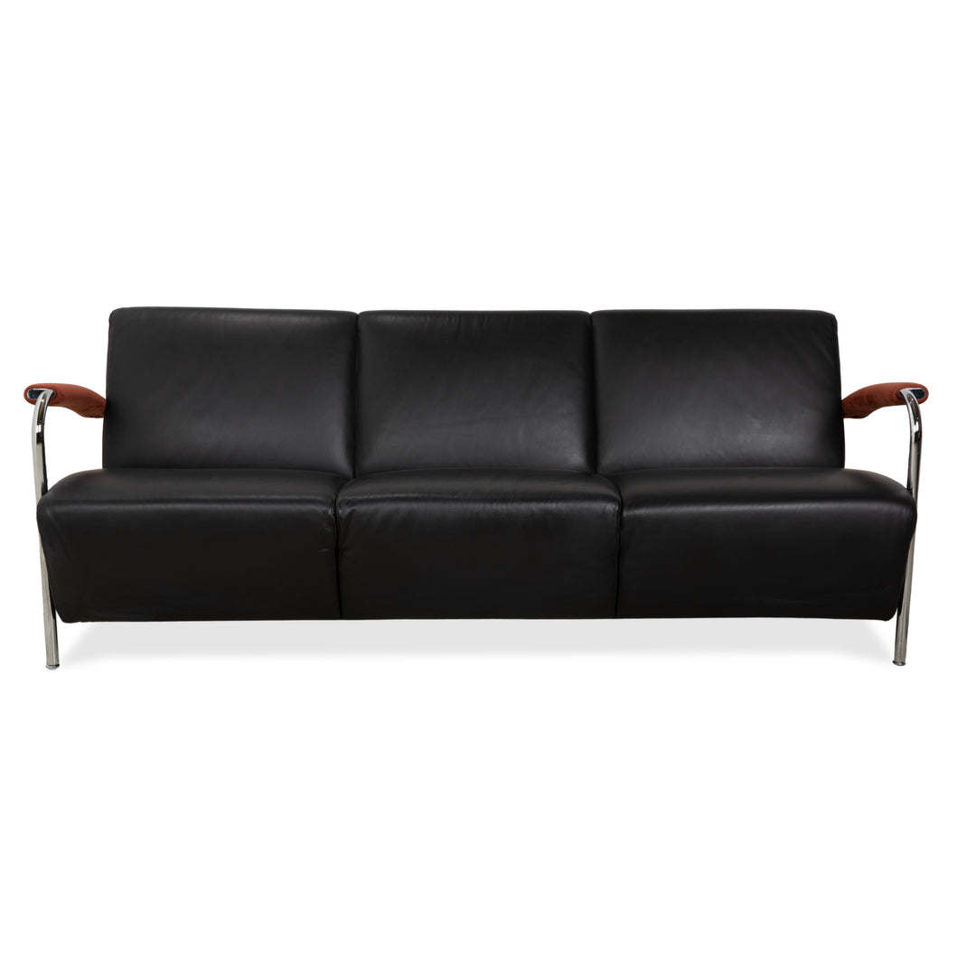 Leolux Scylla Leder Dreisitzer Schwarz Sofa Couch
