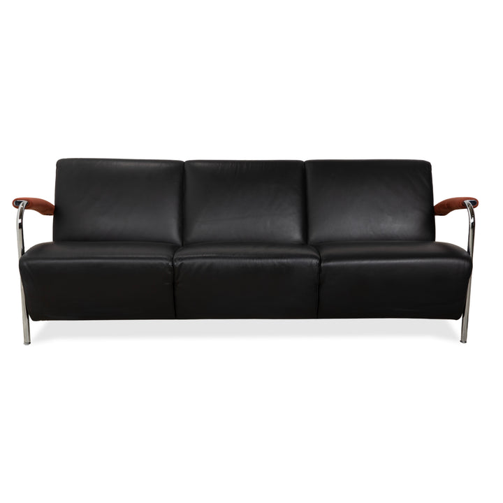 Leolux Scylla Leder Dreisitzer Schwarz Sofa Couch