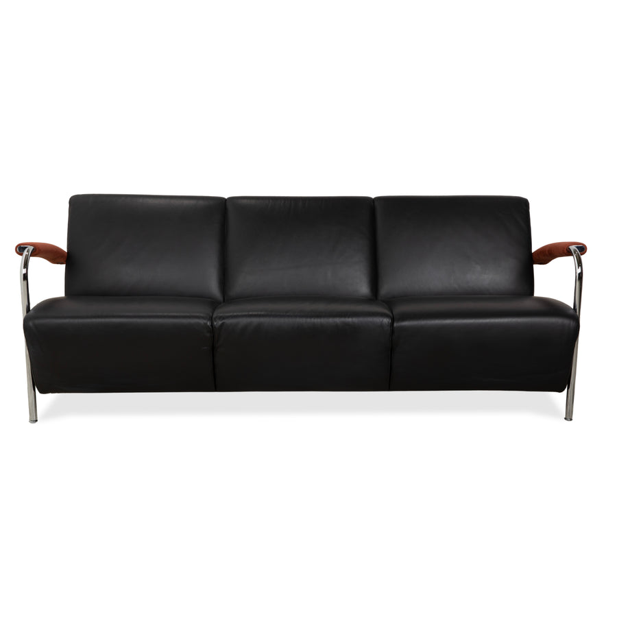 Leolux Scylla Leder Dreisitzer Schwarz Sofa Couch