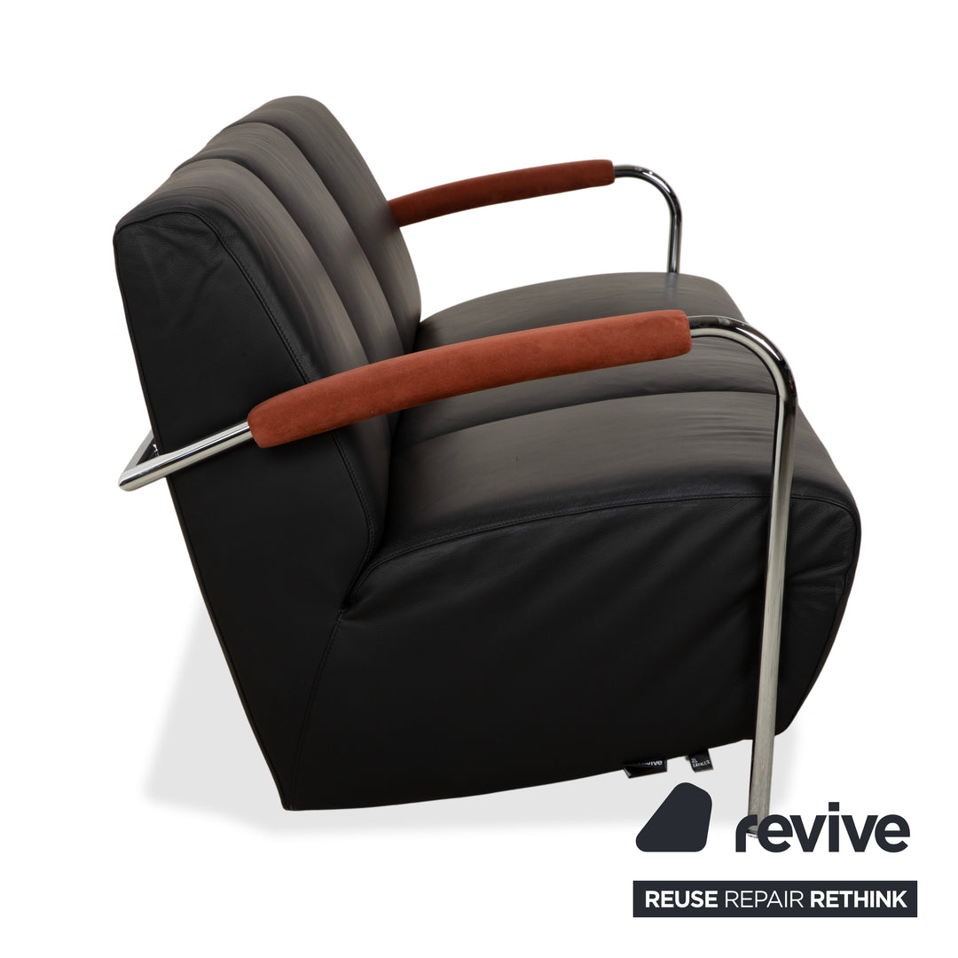 Leolux Scylla Leder Dreisitzer Schwarz Sofa Couch