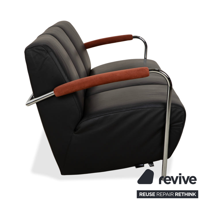 Leolux Scylla Leder Dreisitzer Schwarz Sofa Couch