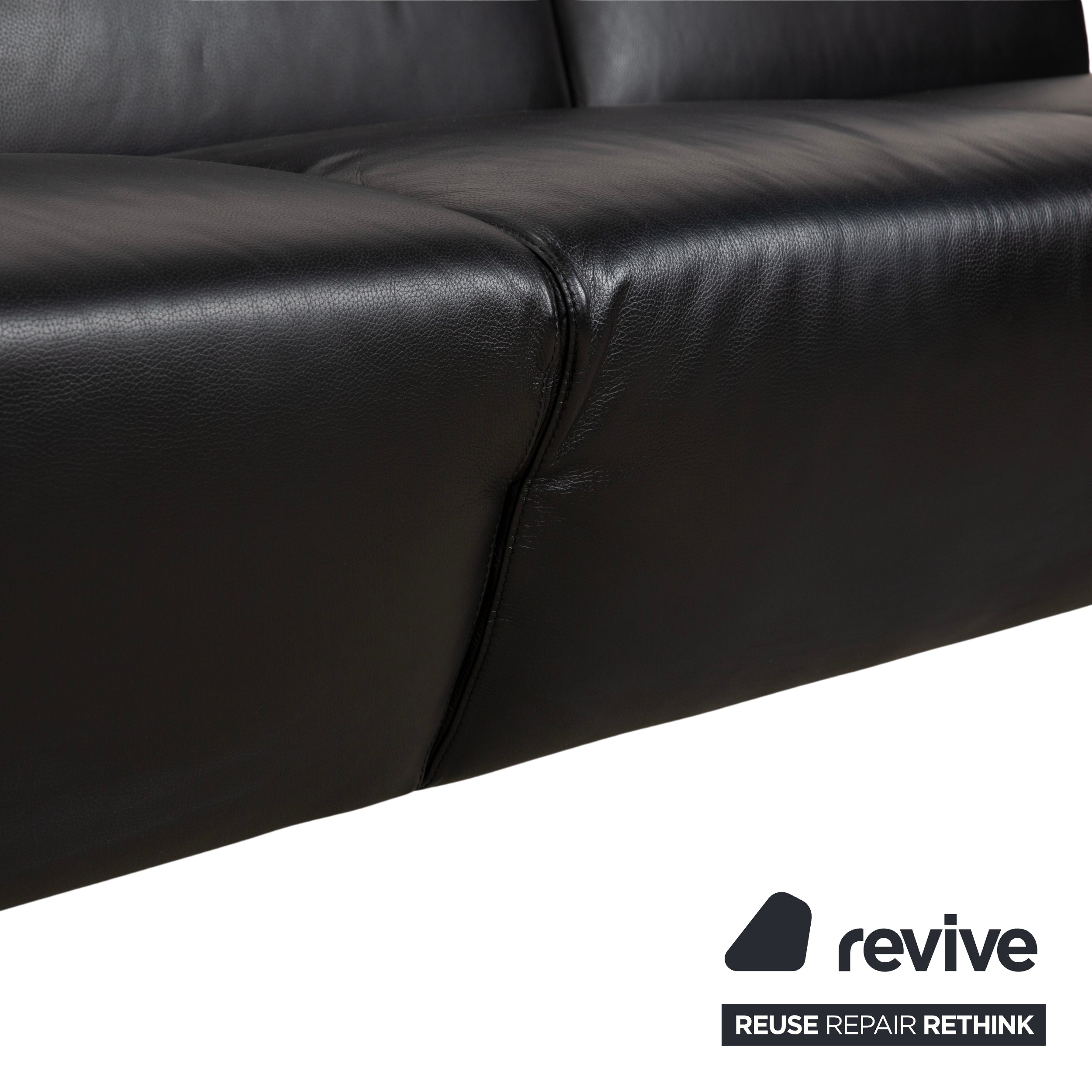 Leolux Scylla Leder Dreisitzer Schwarz Sofa Couch