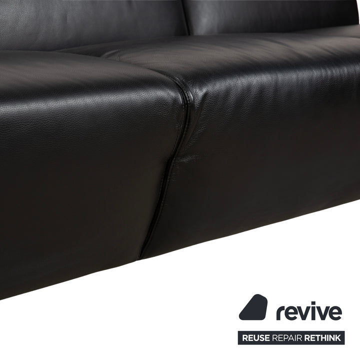 Leolux Scylla Leder Dreisitzer Schwarz Sofa Couch