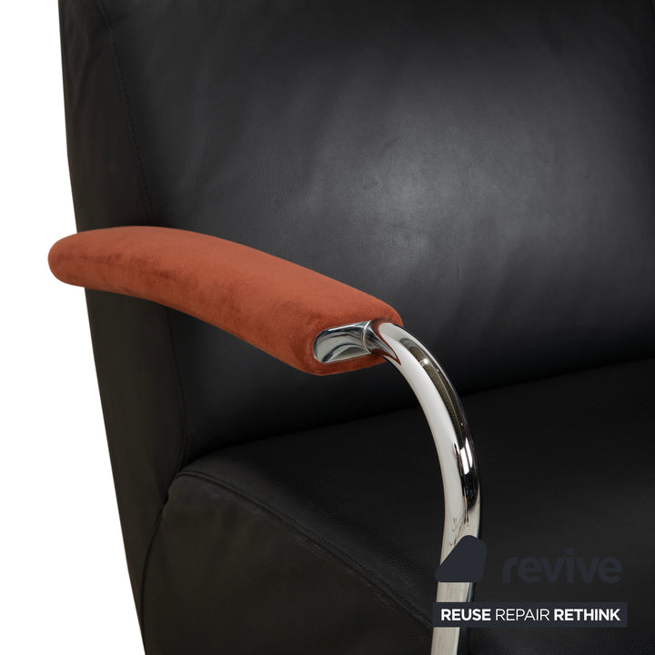 Leolux Scylla Leder Dreisitzer Schwarz Sofa Couch