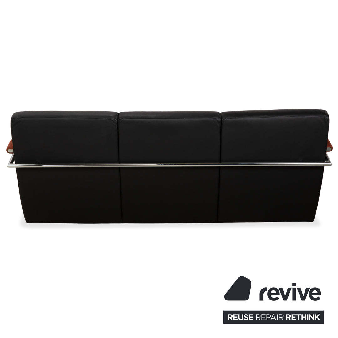 Leolux Scylla Leder Dreisitzer Schwarz Sofa Couch