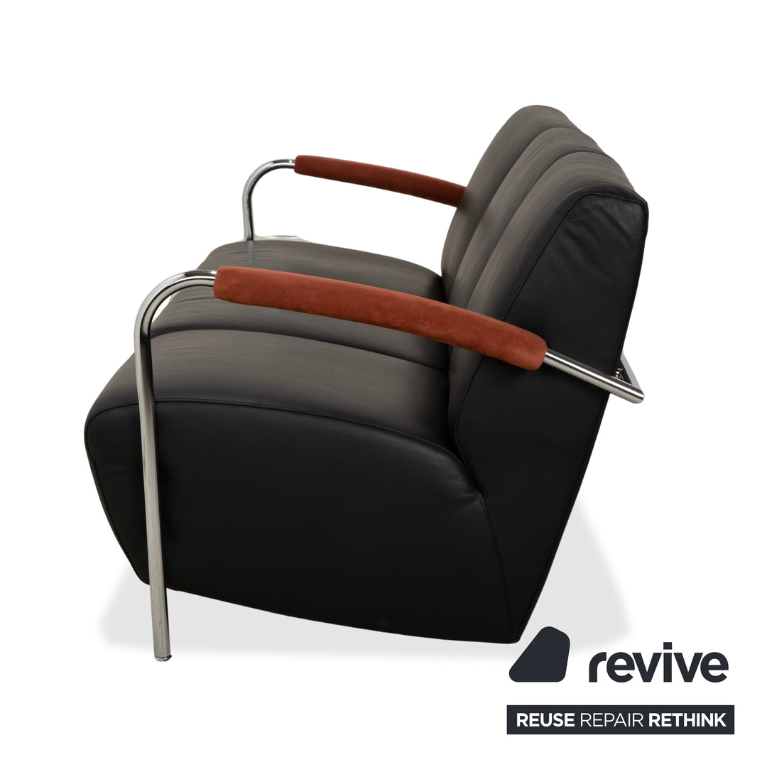 Leolux Scylla Leder Dreisitzer Schwarz Sofa Couch