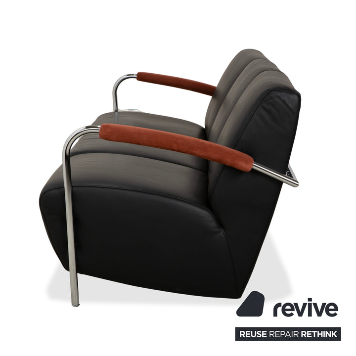 Leolux Scylla Leder Dreisitzer Schwarz Sofa Couch