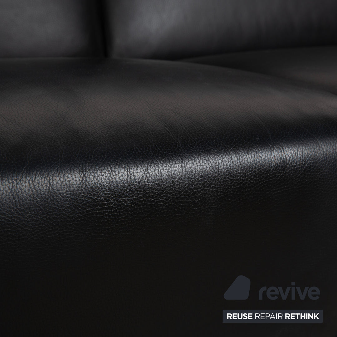 Leolux Scylla Leder Dreisitzer Schwarz Sofa Couch