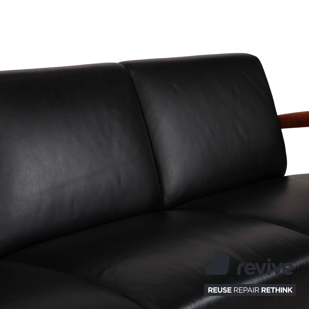 Leolux Scylla Leder Dreisitzer Schwarz Sofa Couch