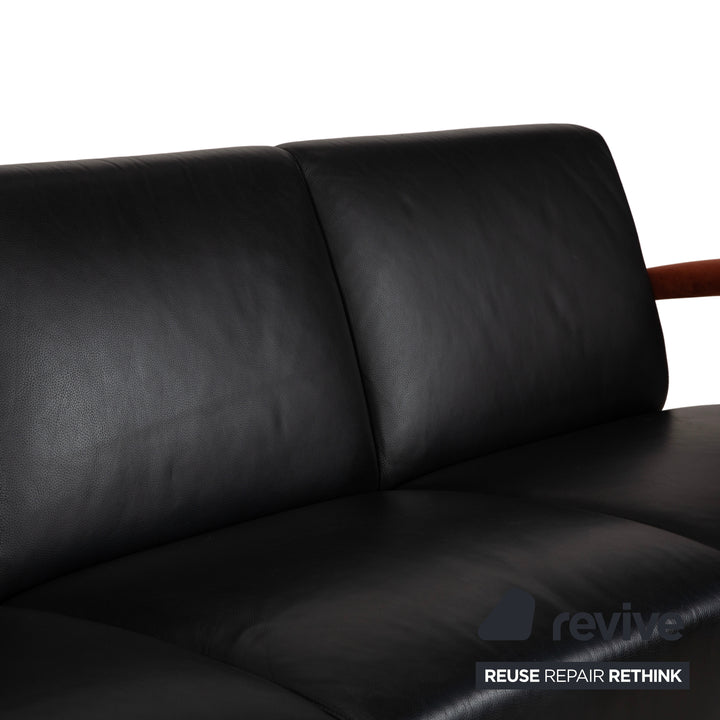 Leolux Scylla Leder Dreisitzer Schwarz Sofa Couch