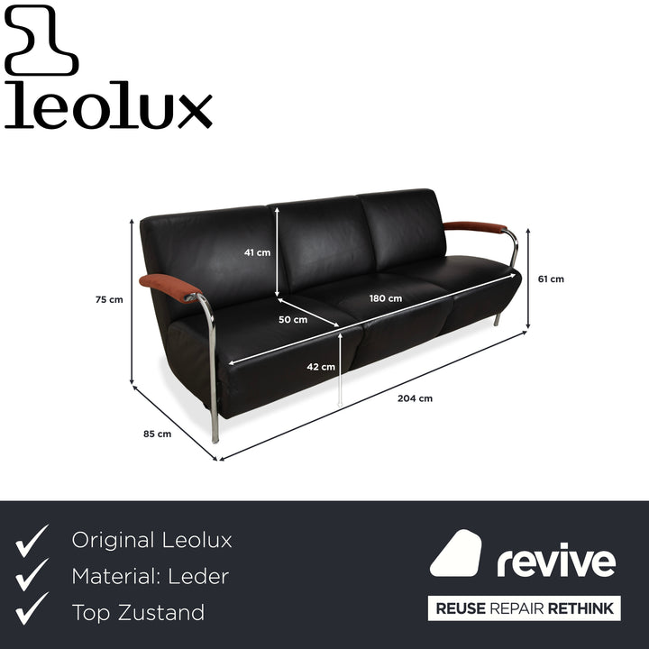 Leolux Scylla Leder Dreisitzer Schwarz Sofa Couch