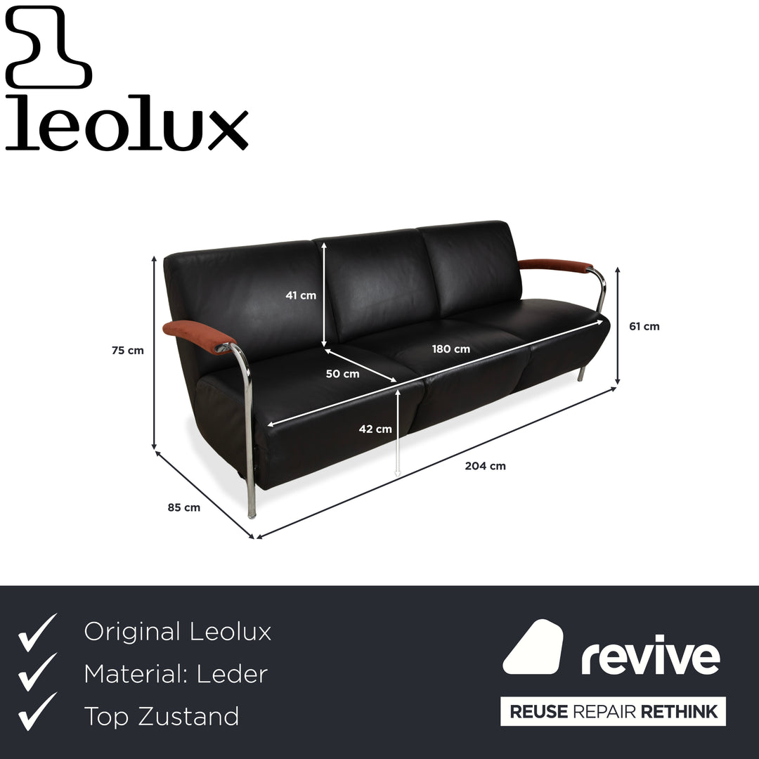 Leolux Scylla Leder Dreisitzer Schwarz Sofa Couch