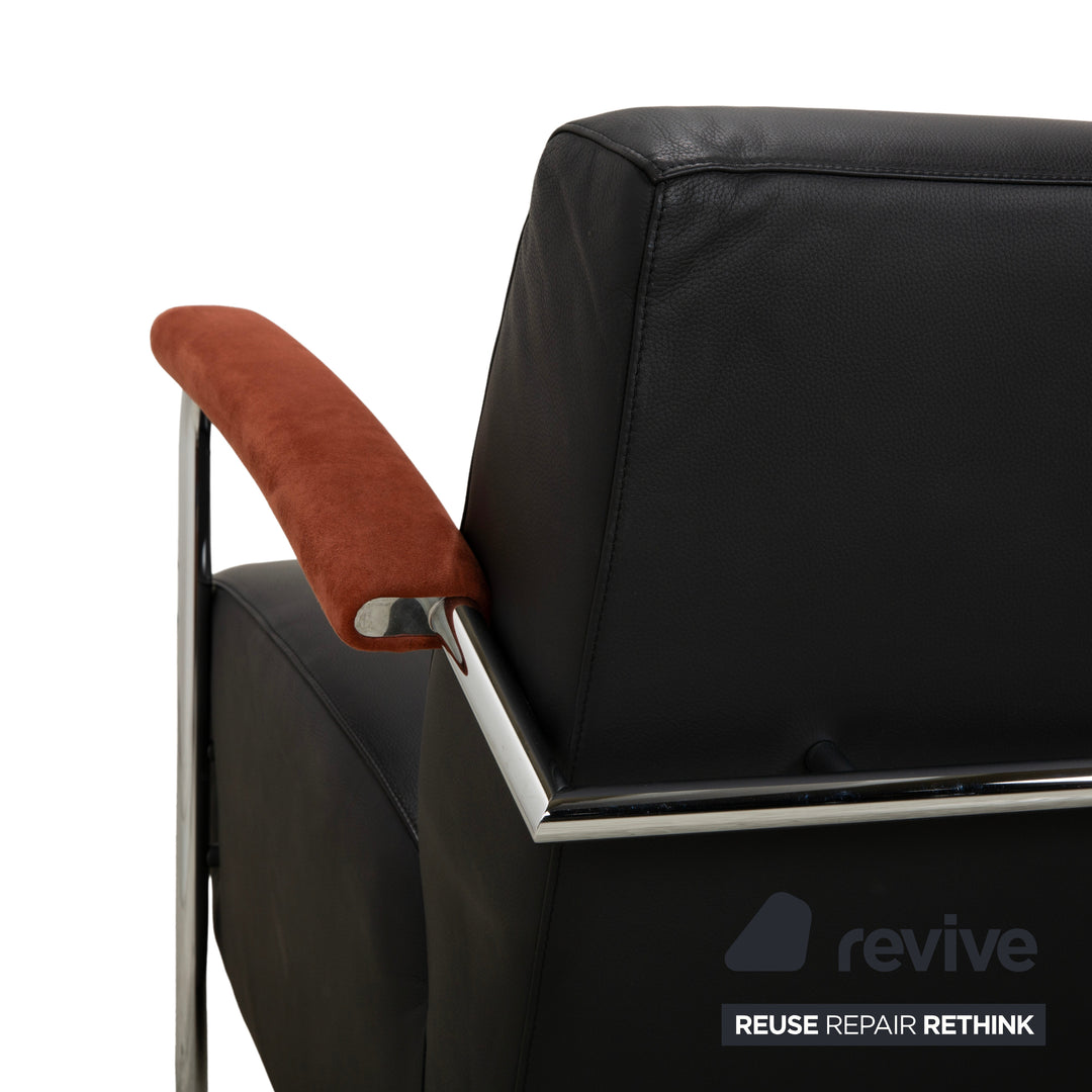 Leolux Scylla Leder Dreisitzer Schwarz Sofa Couch