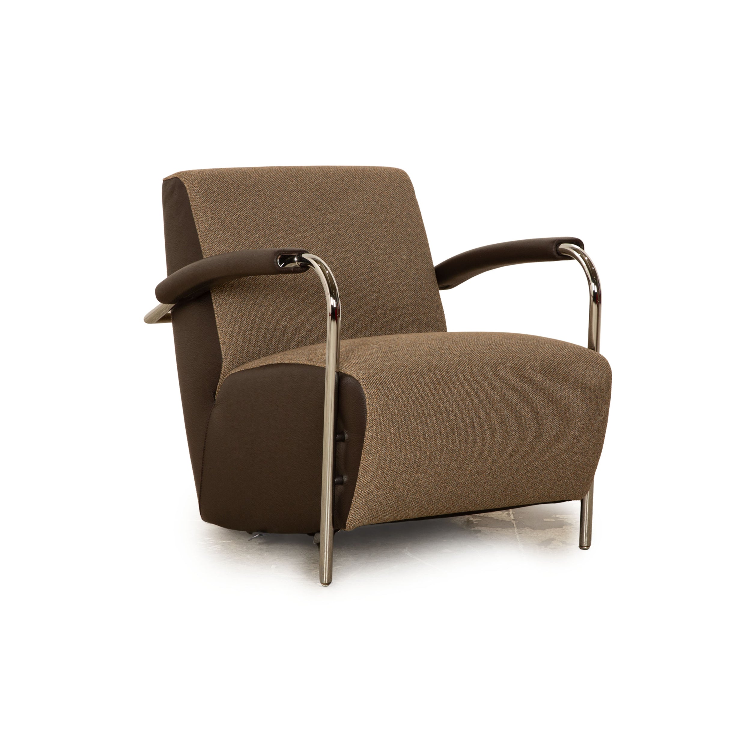 Leolux Scylla fabric armchair brown leather