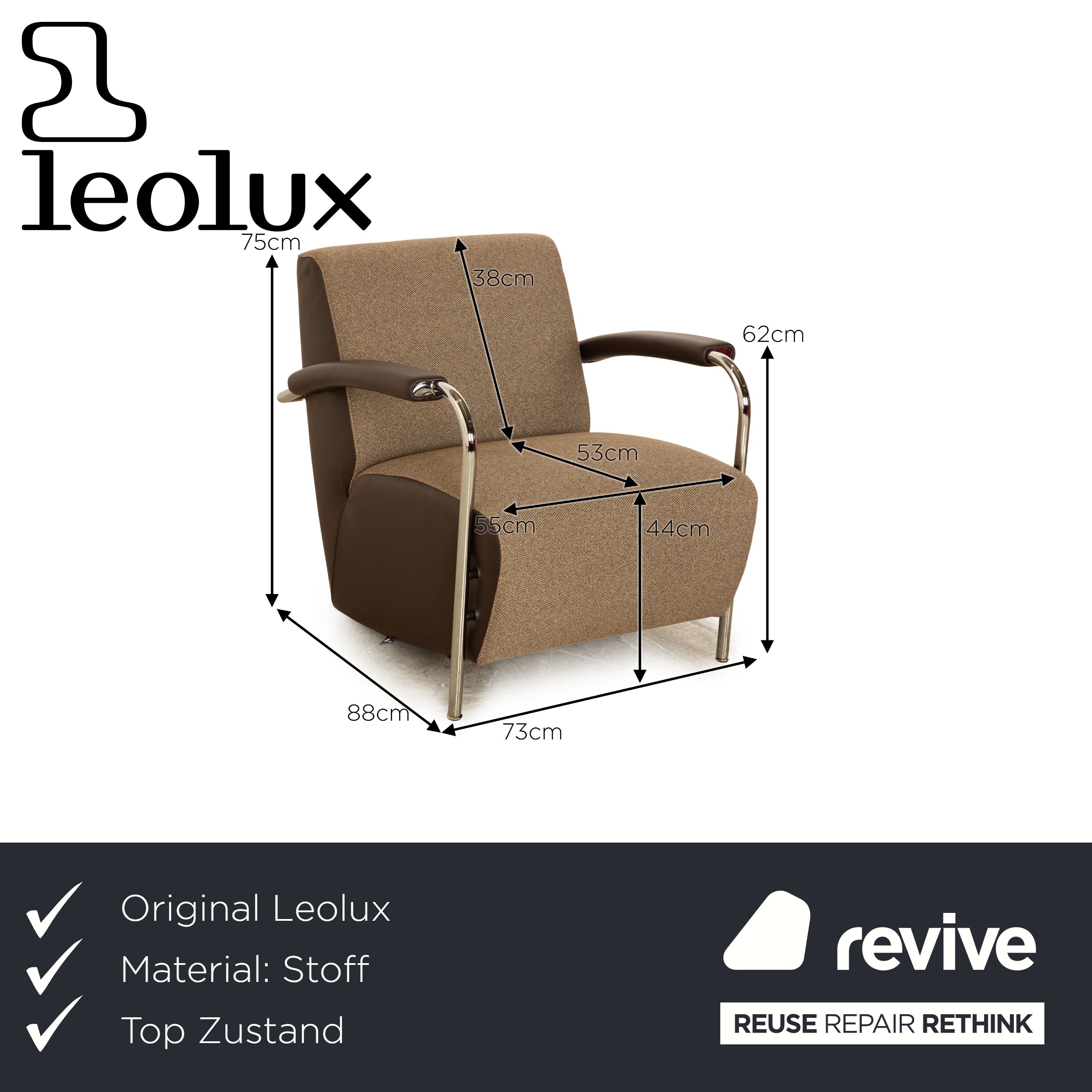 Leolux Scylla fabric armchair brown leather