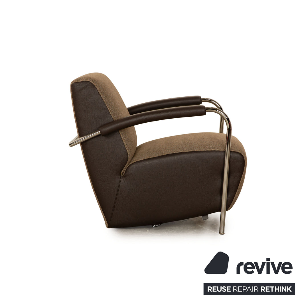 Leolux Scylla fabric armchair brown leather