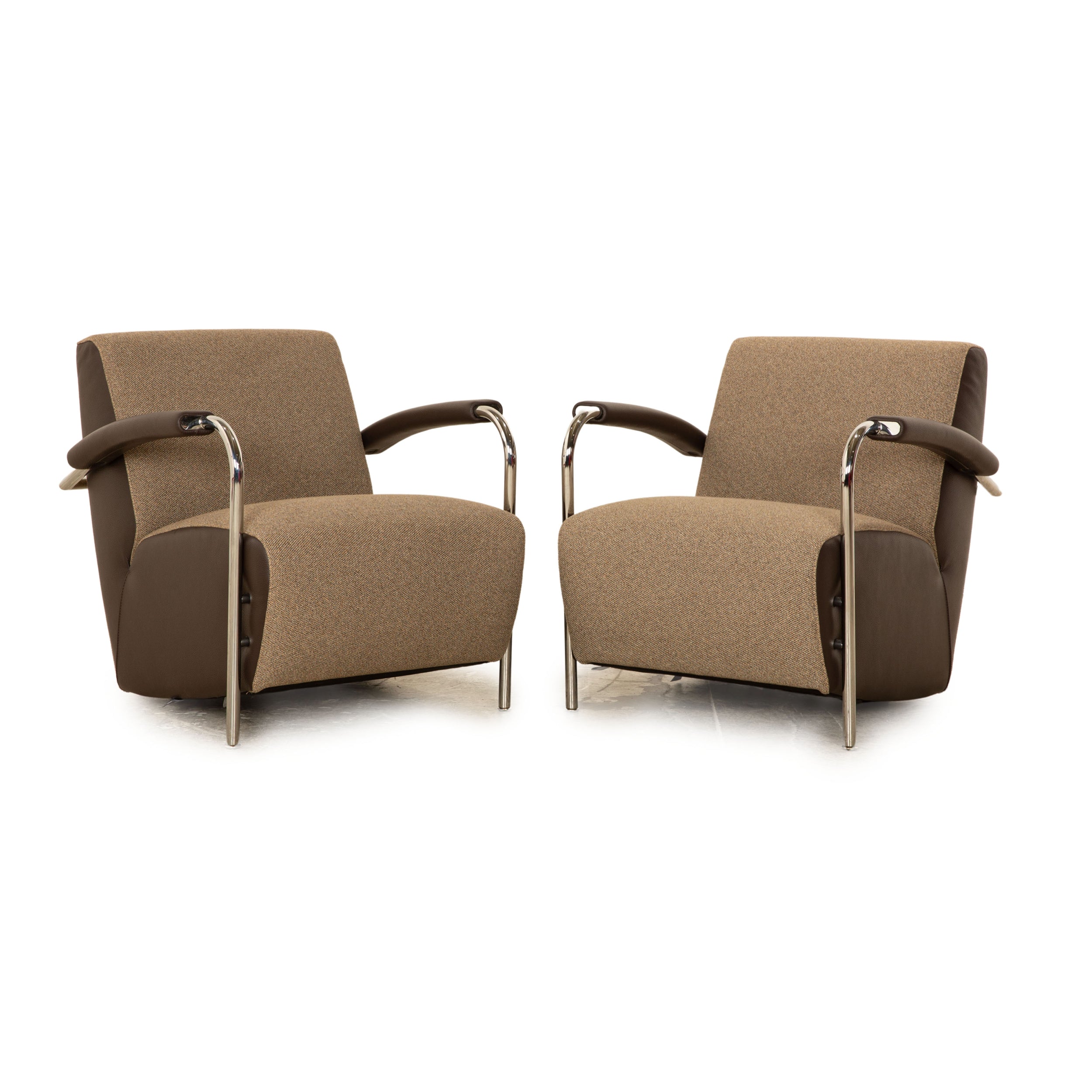 Leolux Scylla fabric armchair set brown leather