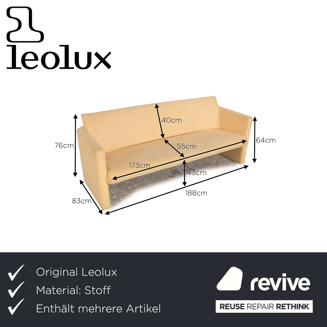 Leolux Stoff Sofa Garnitur Beige Dreisitzer 2x Sessel Couch
