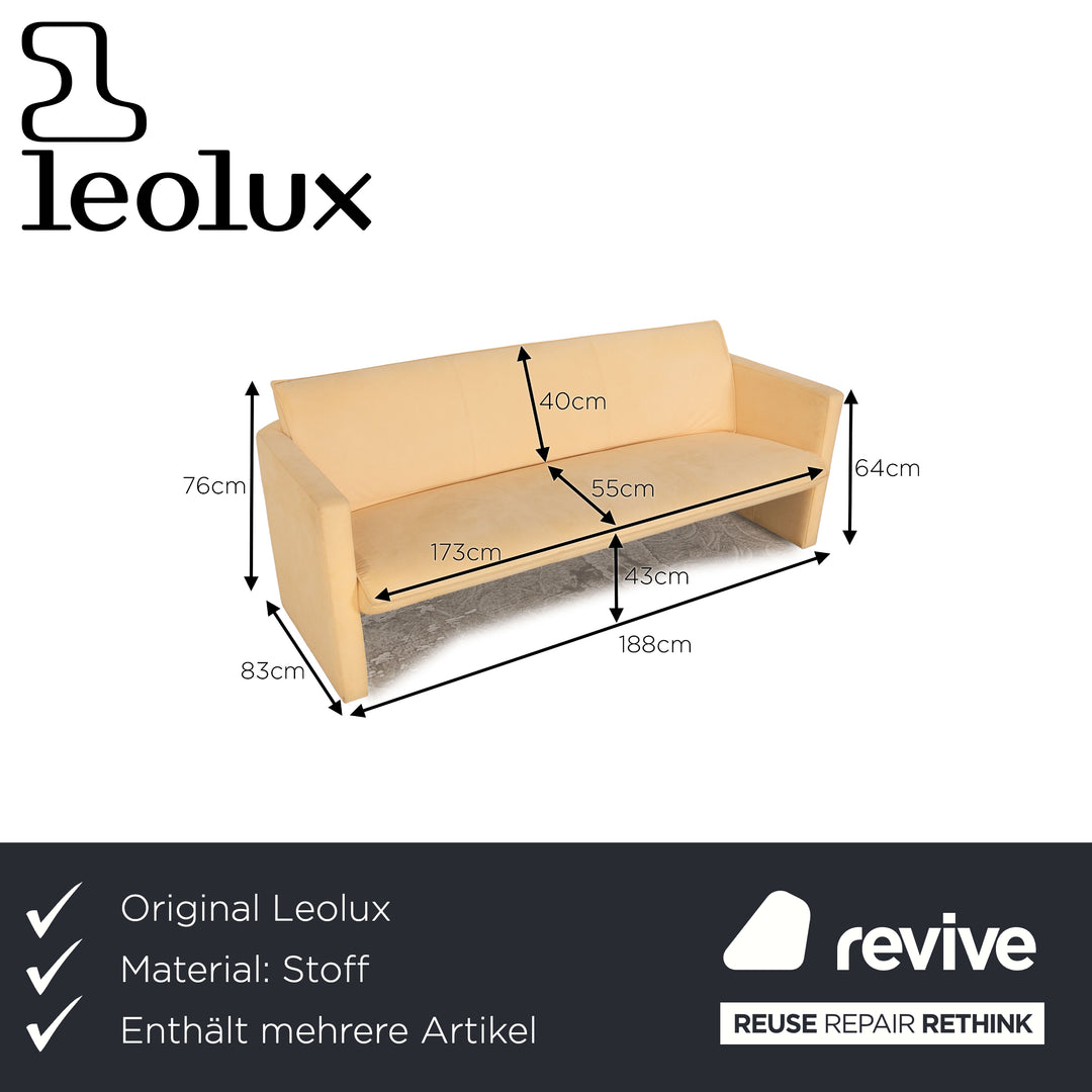 Leolux fabric sofa set beige three-seater 2x armchair couch