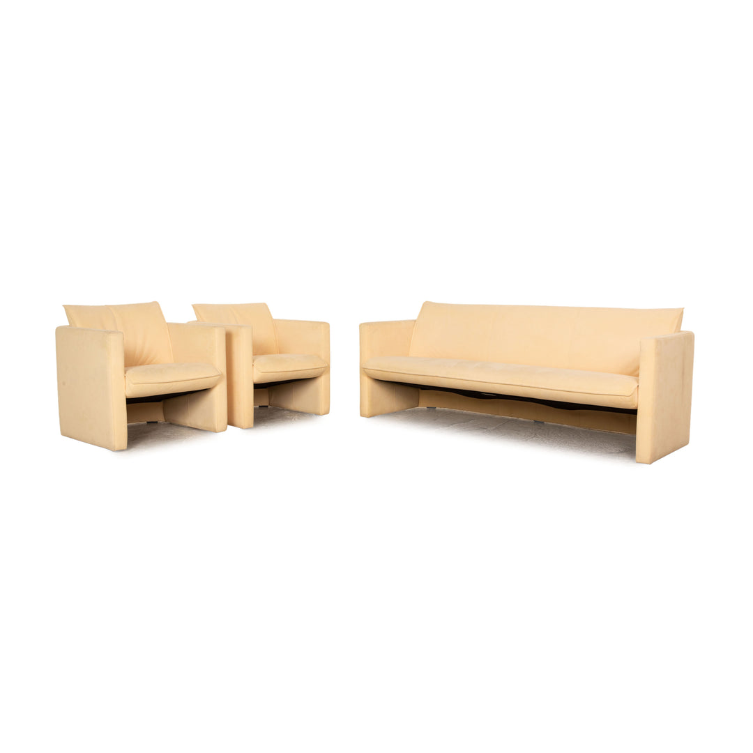 Leolux fabric sofa set beige three-seater 2x armchair couch