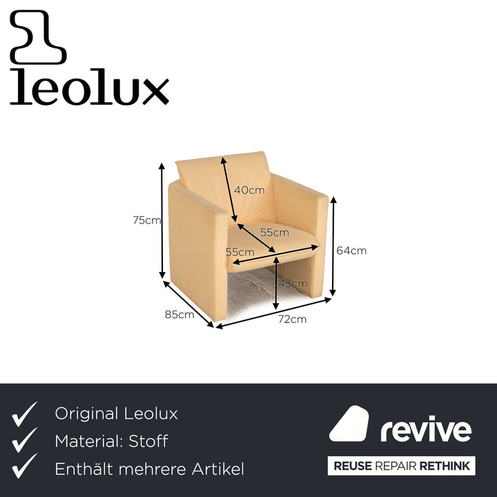 Leolux Stoff Sofa Garnitur Beige Dreisitzer 2x Sessel Couch