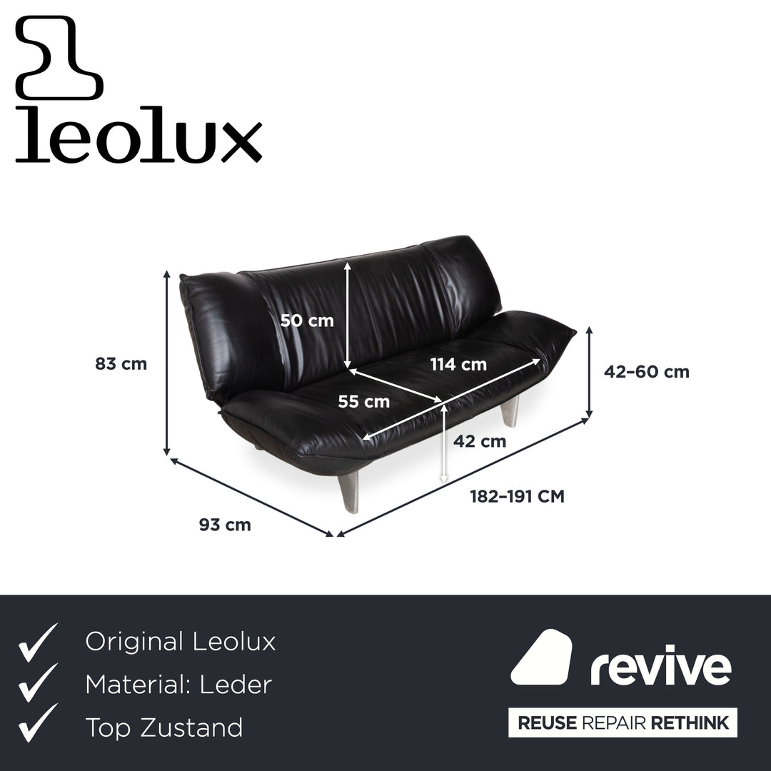 Leolux Tango Leder Dreisitzer Schwarz manuelle Funktion Sofa Couch