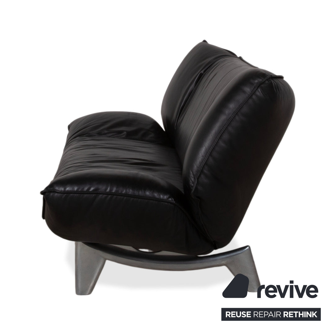 Leolux Tango Leder Dreisitzer Schwarz manuelle Funktion Sofa Couch