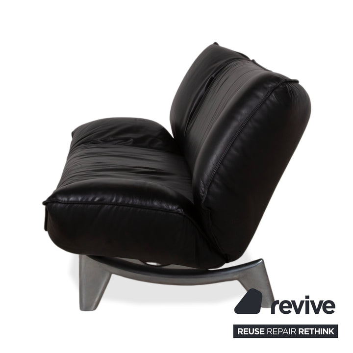 Leolux Tango Leder Dreisitzer Schwarz manuelle Funktion Sofa Couch