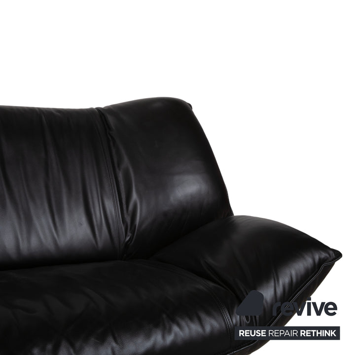 Leolux Tango Leder Dreisitzer Schwarz manuelle Funktion Sofa Couch