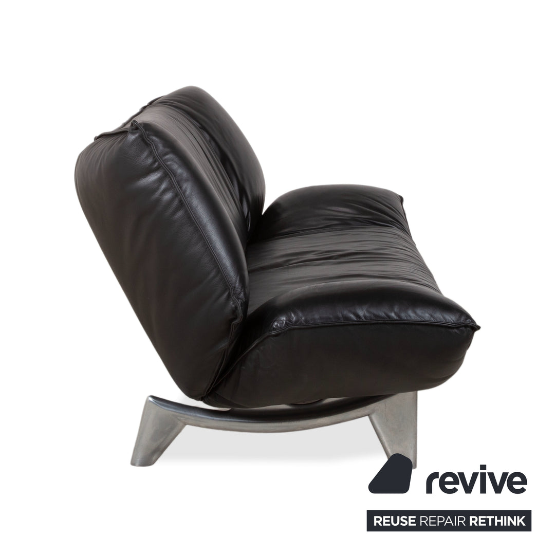 Leolux Tango Leder Dreisitzer Schwarz manuelle Funktion Sofa Couch