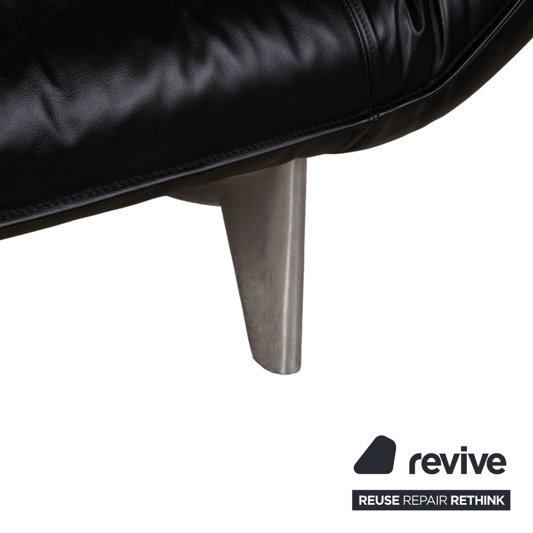 Leolux Tango Leder Dreisitzer Schwarz manuelle Funktion Sofa Couch