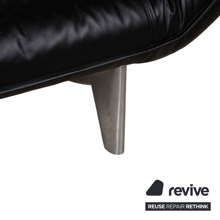 Leolux Tango Leder Dreisitzer Schwarz manuelle Funktion Sofa Couch