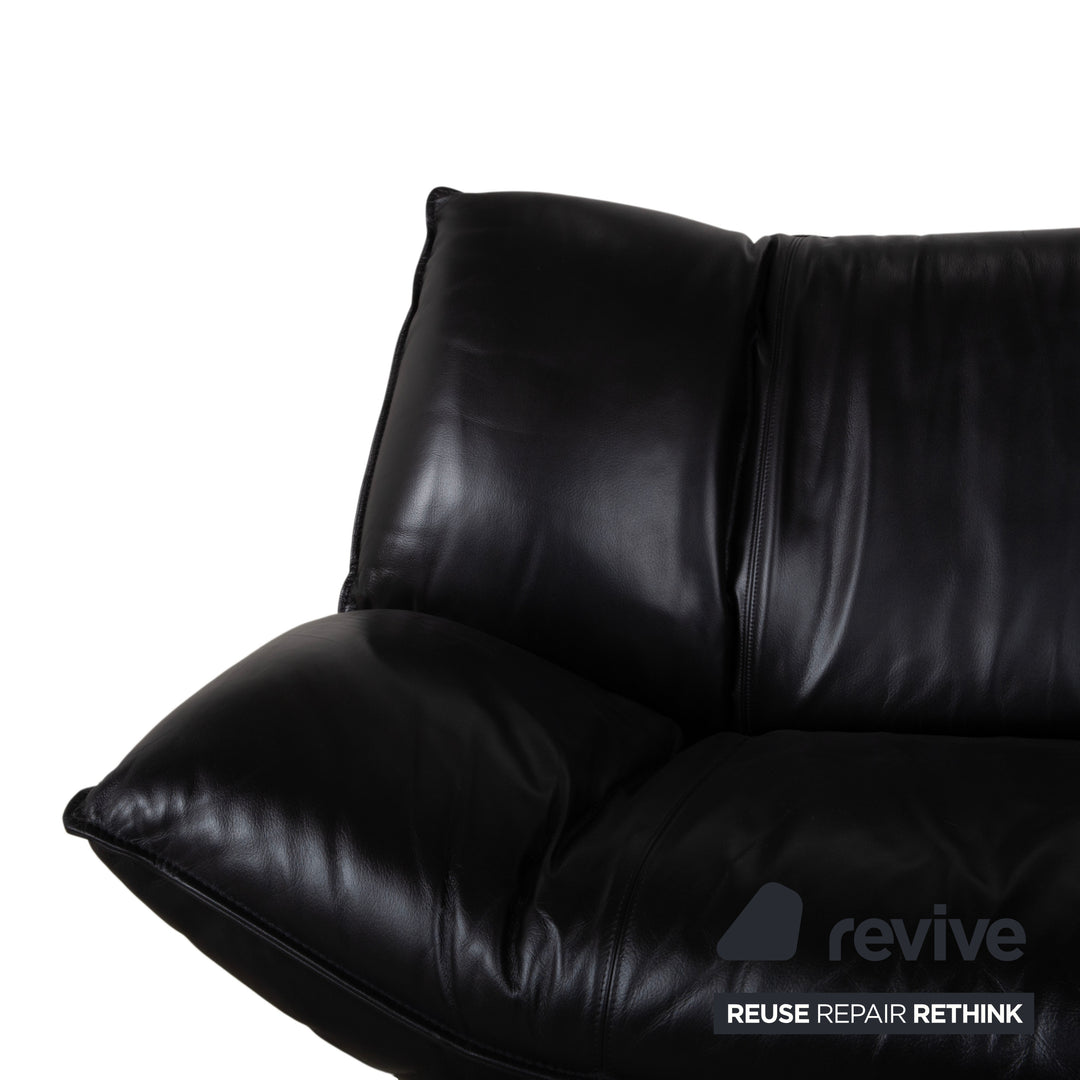 Leolux Tango Leder Dreisitzer Schwarz manuelle Funktion Sofa Couch