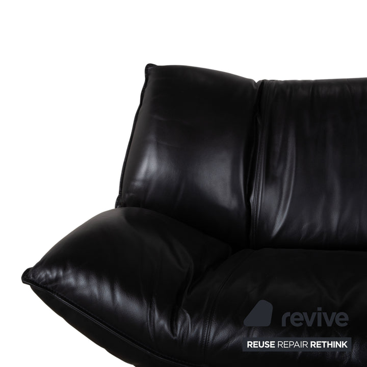 Leolux Tango Leder Dreisitzer Schwarz manuelle Funktion Sofa Couch