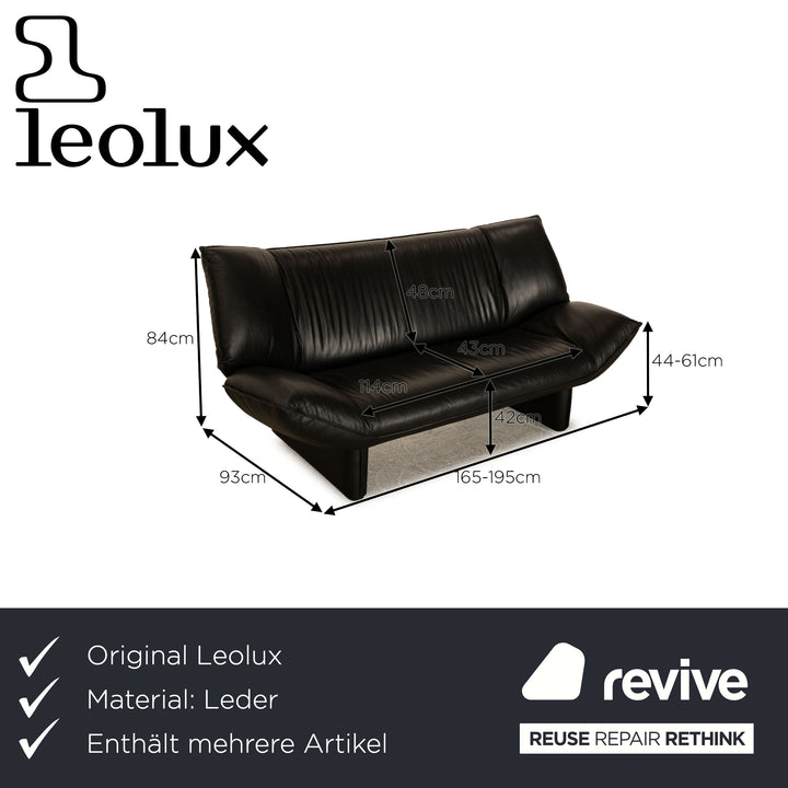 Leolux Tango Leder Sofa Garnitur Schwarz manuelle Funktion 2x Zweisitzer Couch