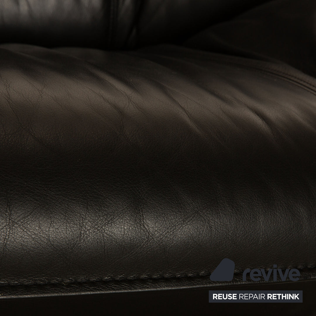 Leolux Tango Leder Sofa Garnitur Schwarz manuelle Funktion 2x Zweisitzer Couch